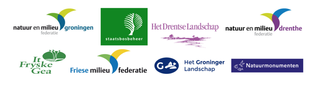 De logo's van de acht deelnemende organisaties